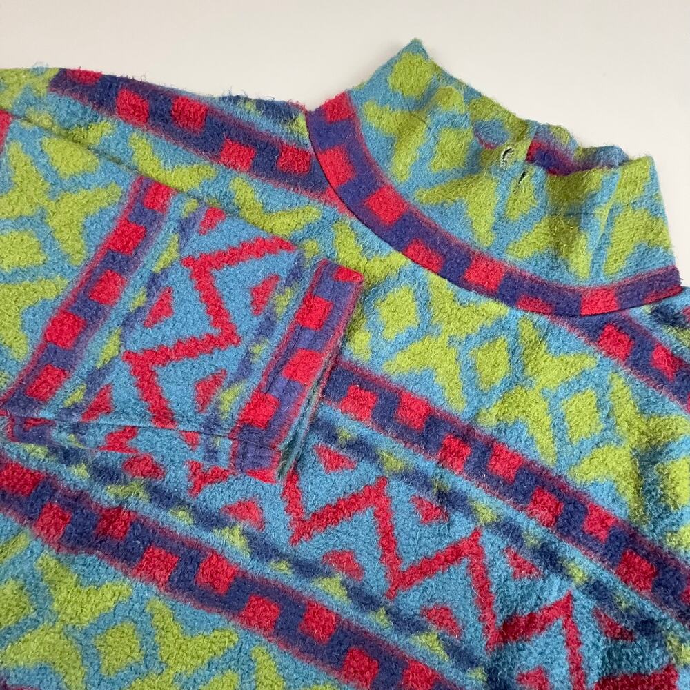 Vintage Jordache Concepts Fuzzy Geo Pullover L USA Acrylic 80s